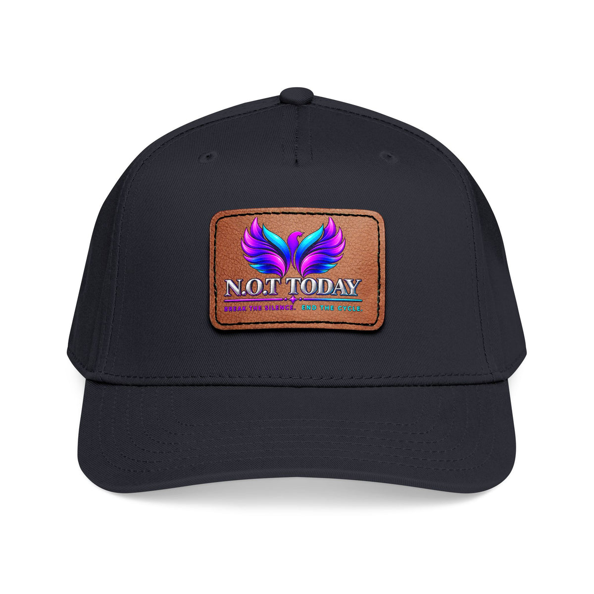 Baseball Cap — 'Not Today' Leather Patch Hat with Colorful Phoenix Wings