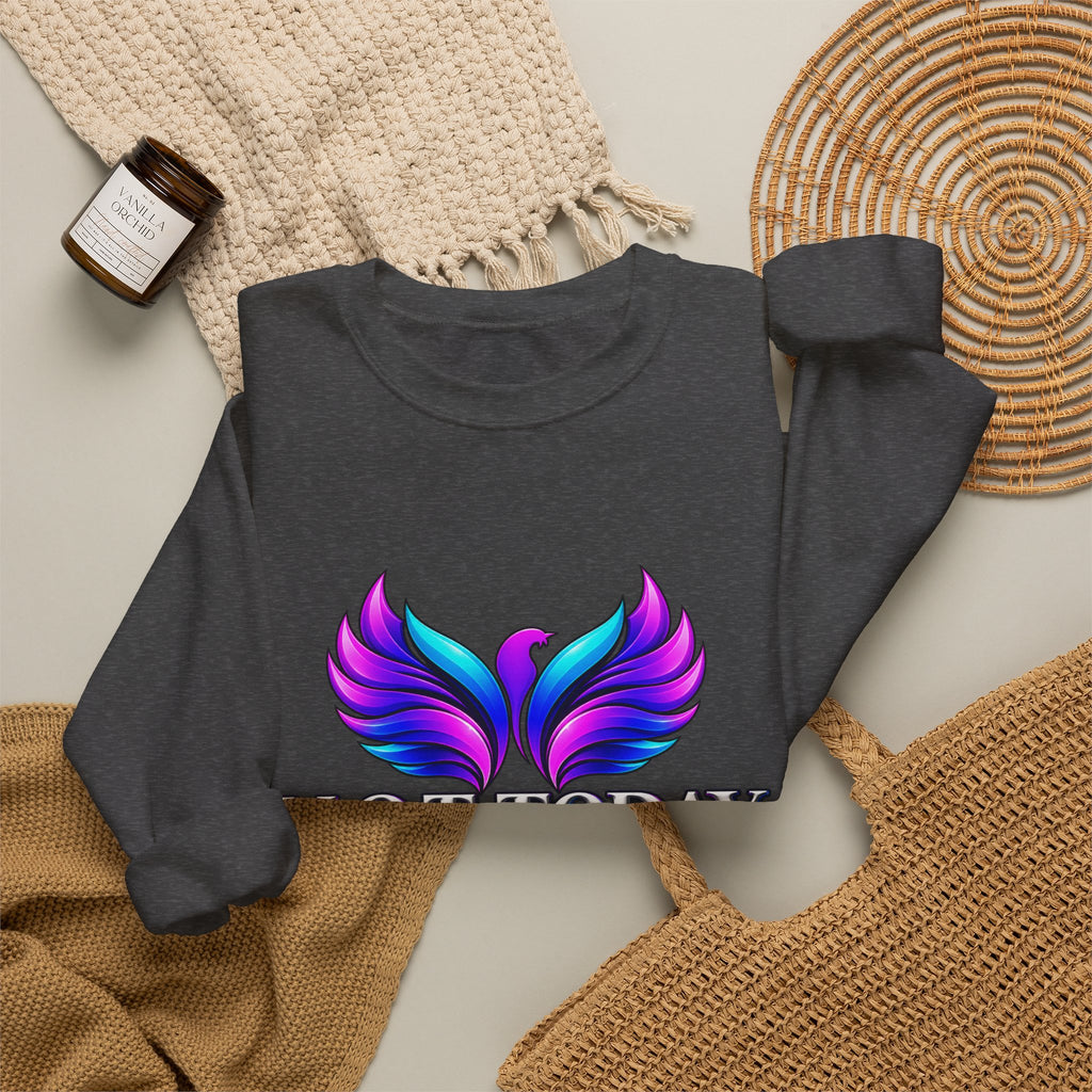 Mental Health Awareness Crewneck Sweatshirt — "Not Today" Phoenix Design with "I Choose Peace Over Pain" Back Art