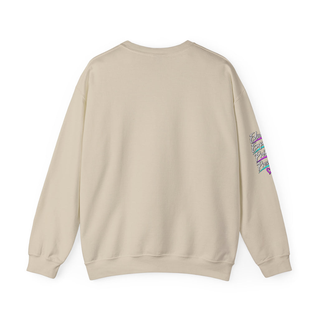 No More Ongoing Trauma Crewneck Sweatshirt — Mental Health Awareness Ribbon Design