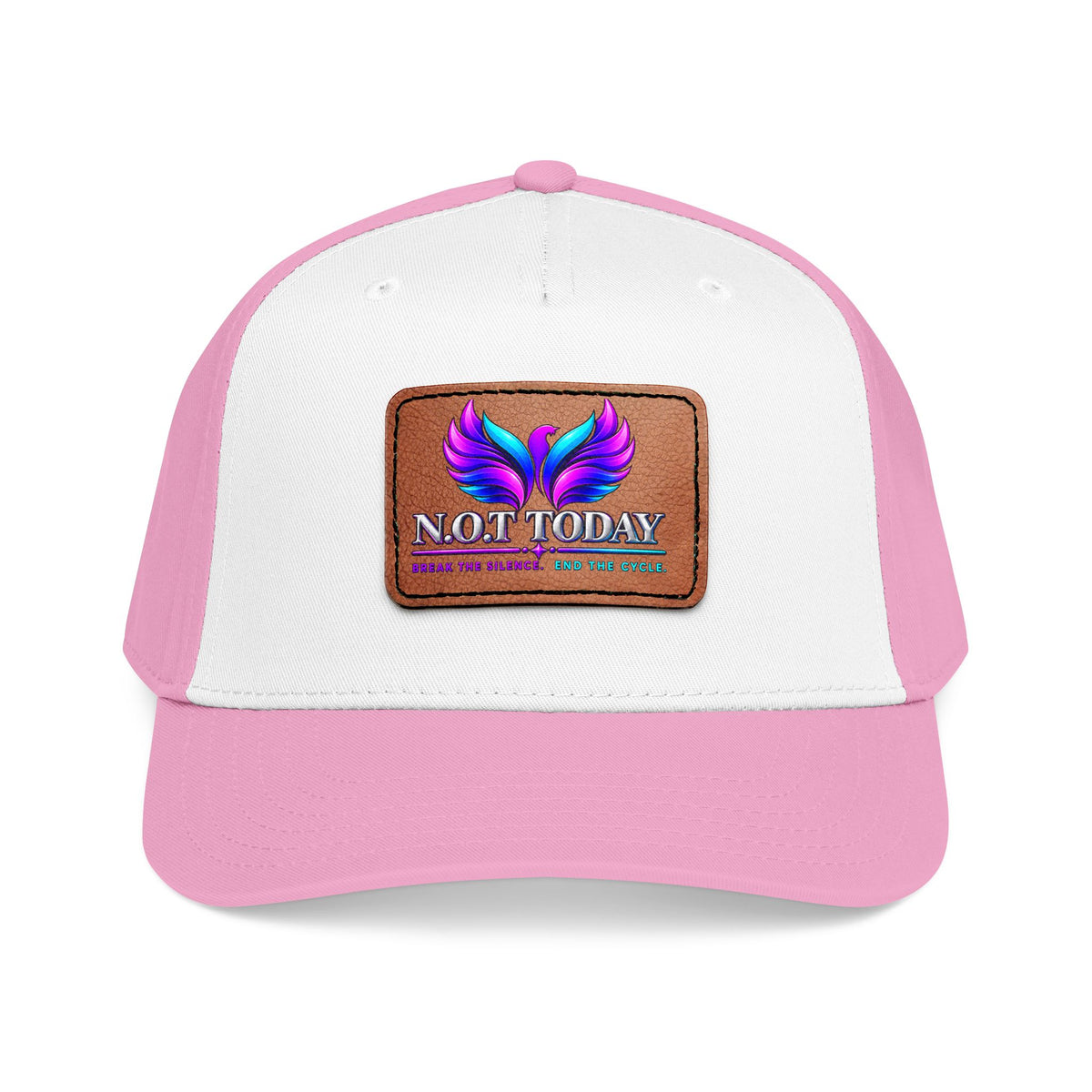 Baseball Cap — 'Not Today' Leather Patch Hat with Colorful Phoenix Wings
