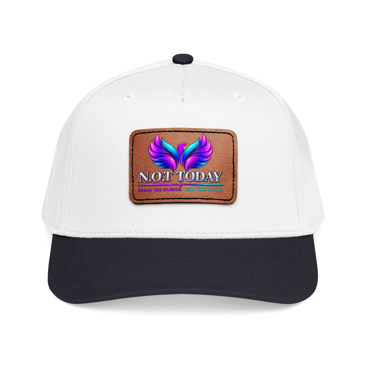 Baseball Cap — 'Not Today' Leather Patch Hat with Colorful Phoenix Wings