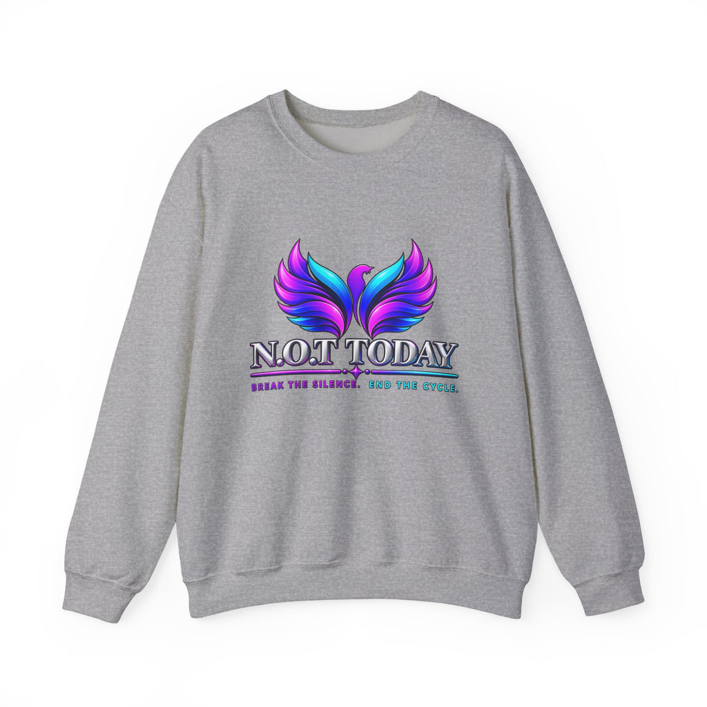 Mental Health Awareness Crewneck Sweatshirt — "Not Today" Phoenix Design with "I Choose Peace Over Pain" Back Art