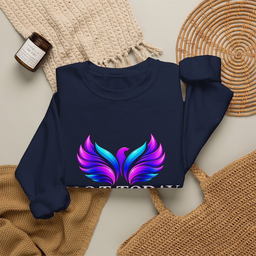 Mental Health Awareness Crewneck Sweatshirt — "Not Today" Phoenix Design with "I Choose Peace Over Pain" Back Art