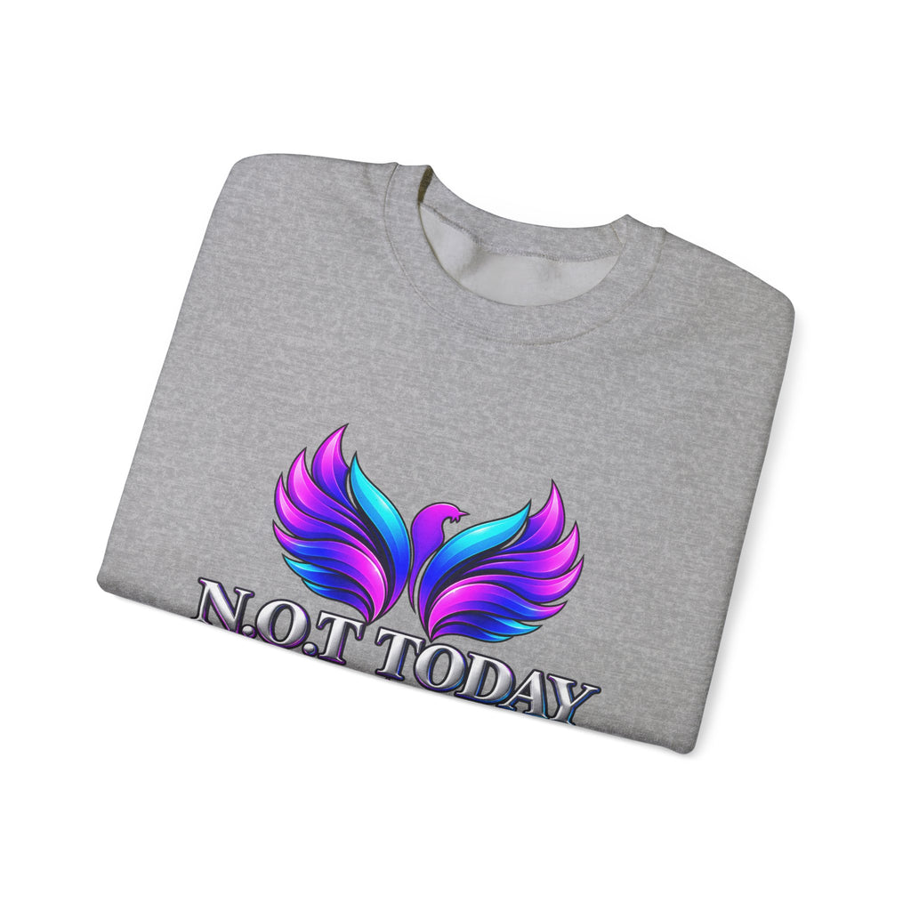 Mental Health Awareness Crewneck Sweatshirt — "Not Today" Phoenix Design with "I Choose Peace Over Pain" Back Art