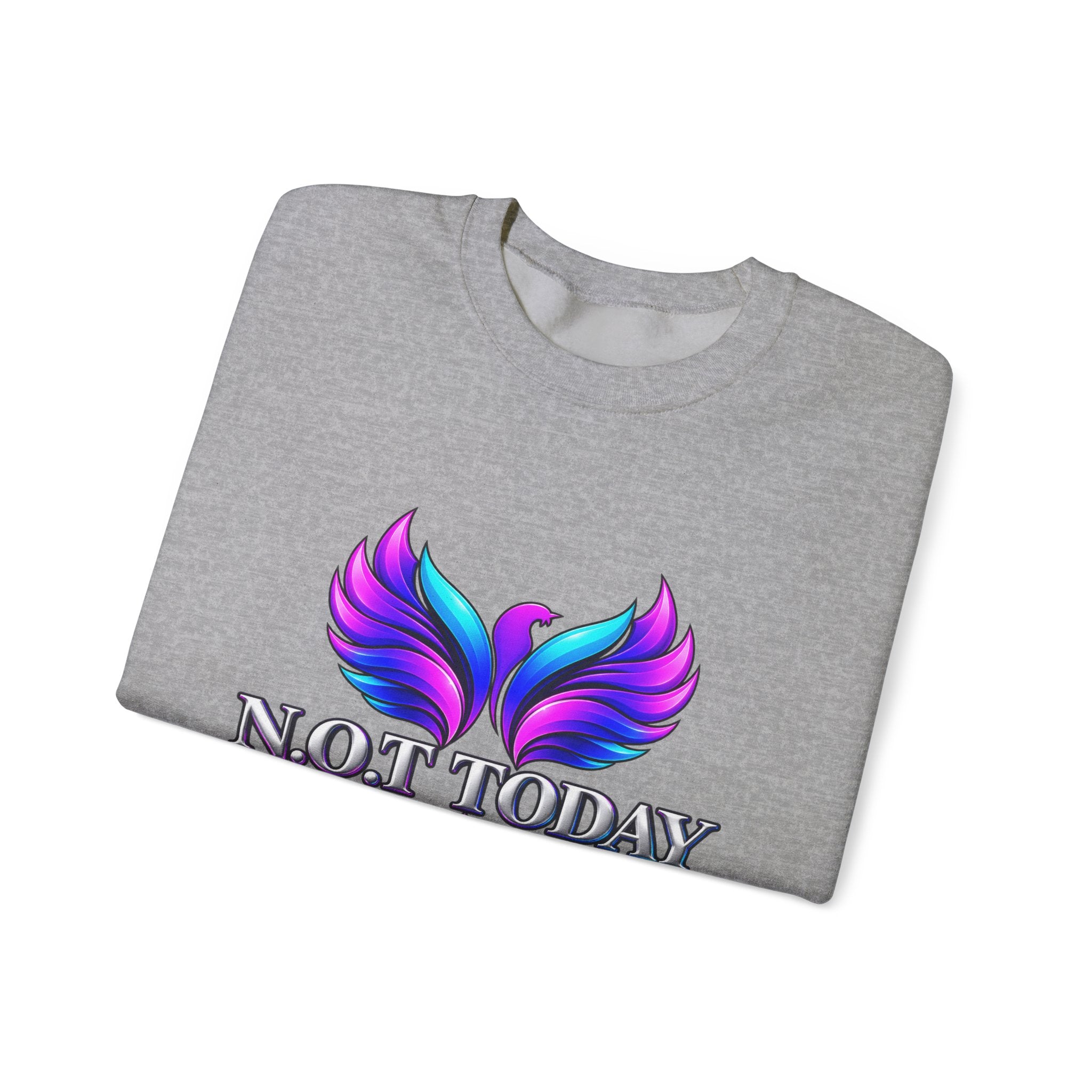 Mental Health Awareness Crewneck Sweatshirt — "Not Today" Phoenix Design with "I Choose Peace Over Pain" Back Art