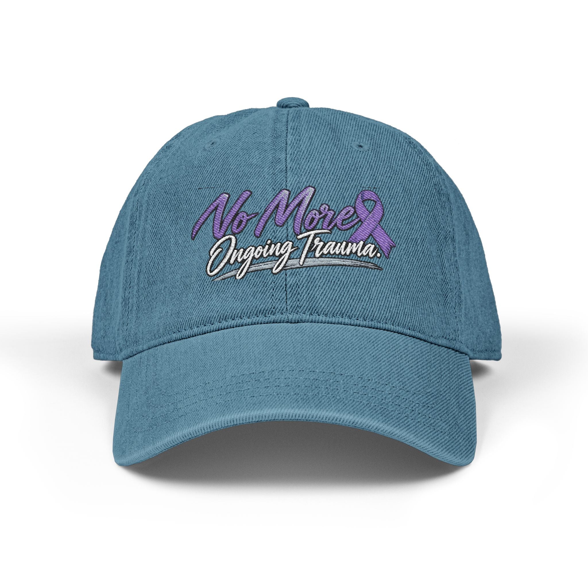 Embroidered Denim Cap — "No More" Ongoing Trauma Awareness Hat