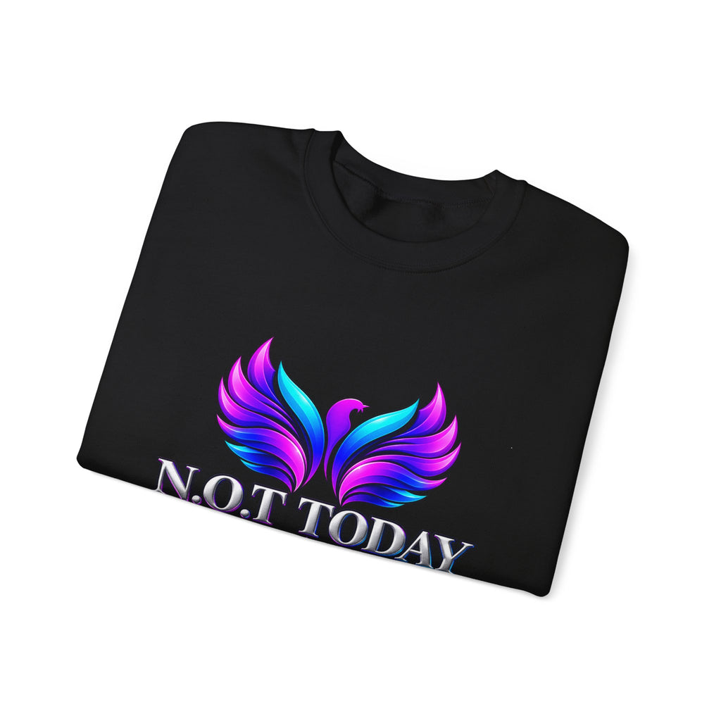 Mental Health Awareness Crewneck Sweatshirt — "Not Today" Phoenix Design with "I Choose Peace Over Pain" Back Art