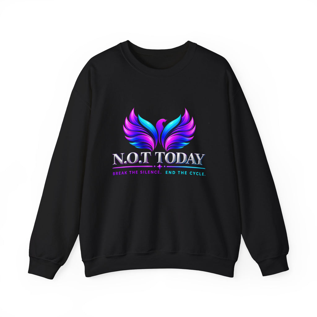 Mental Health Awareness Crewneck Sweatshirt — "Not Today" Phoenix Design with "I Choose Peace Over Pain" Back Art
