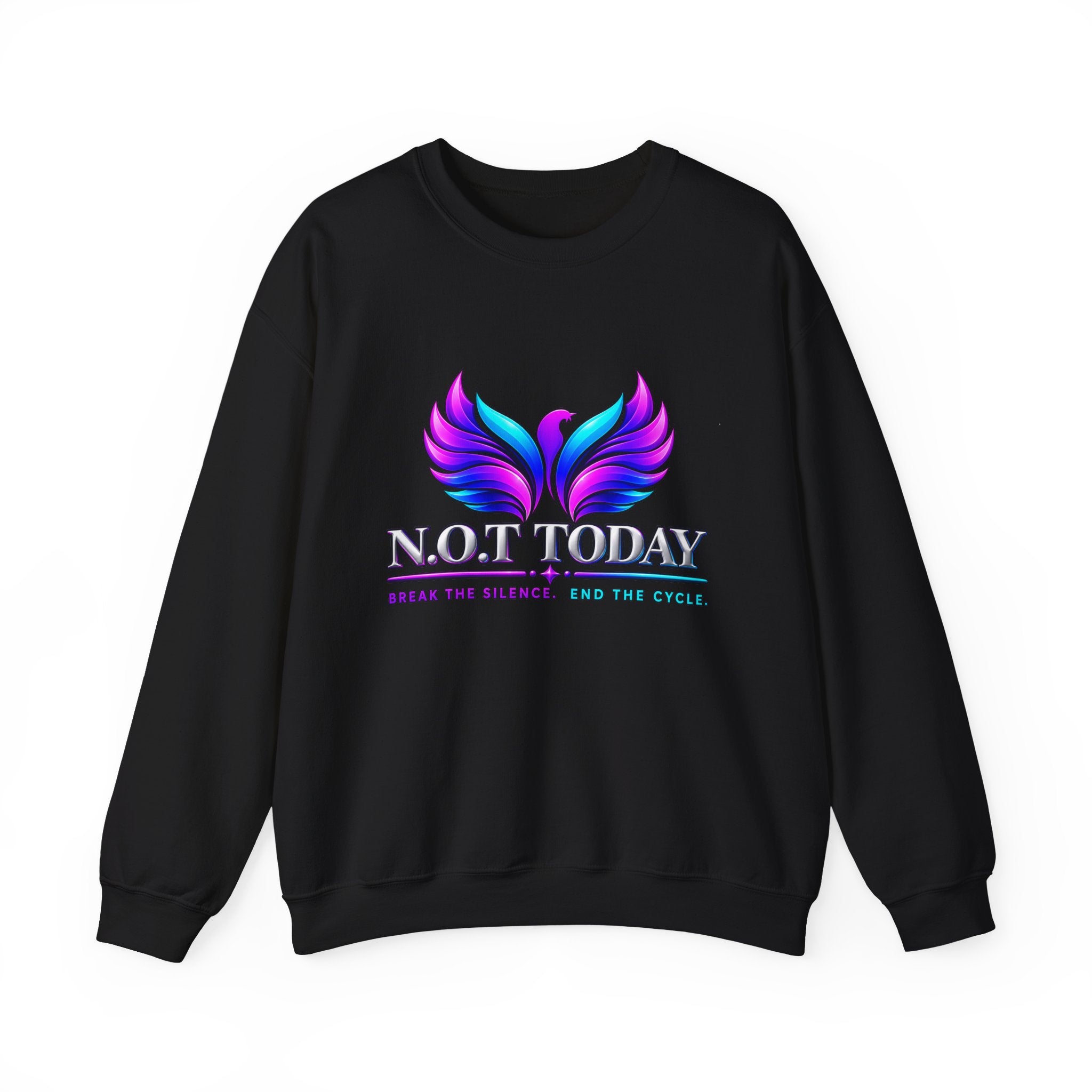 Mental Health Awareness Crewneck Sweatshirt — "Not Today" Phoenix Design with "I Choose Peace Over Pain" Back Art