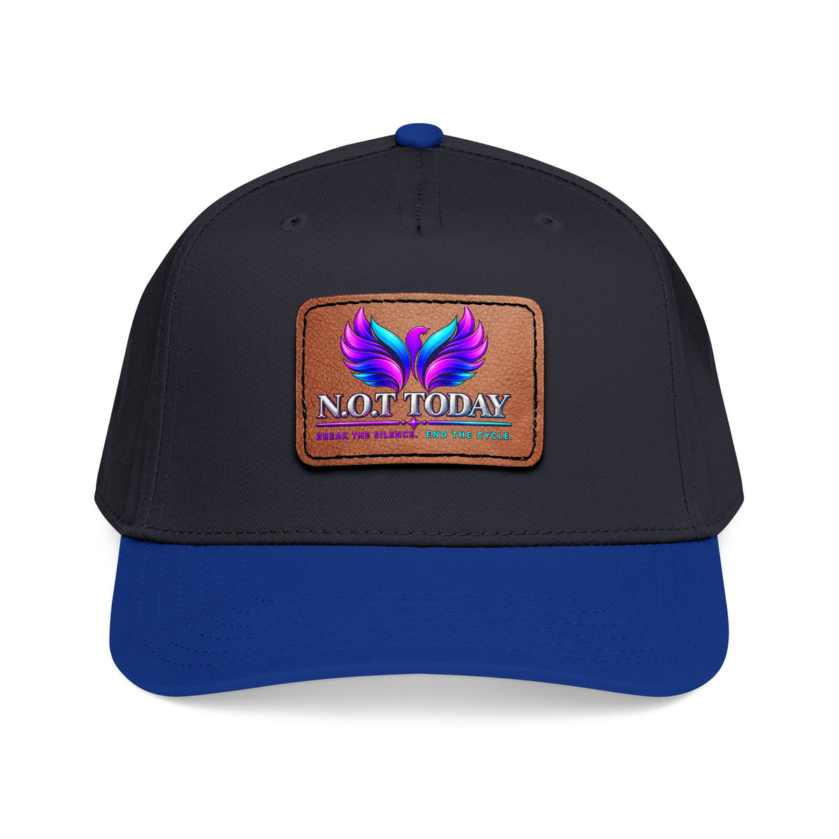 Baseball Cap — 'Not Today' Leather Patch Hat with Colorful Phoenix Wings