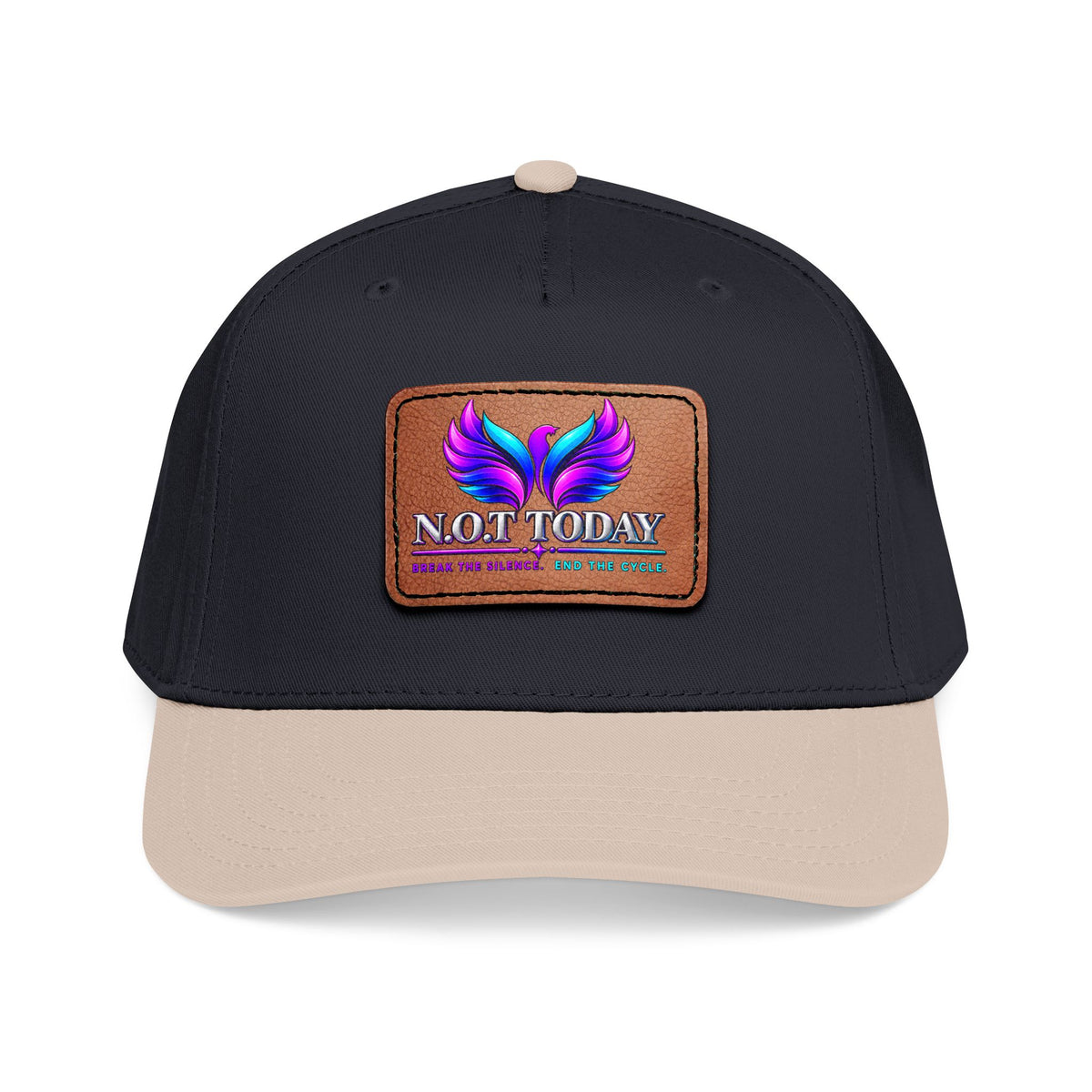 Baseball Cap — 'Not Today' Leather Patch Hat with Colorful Phoenix Wings