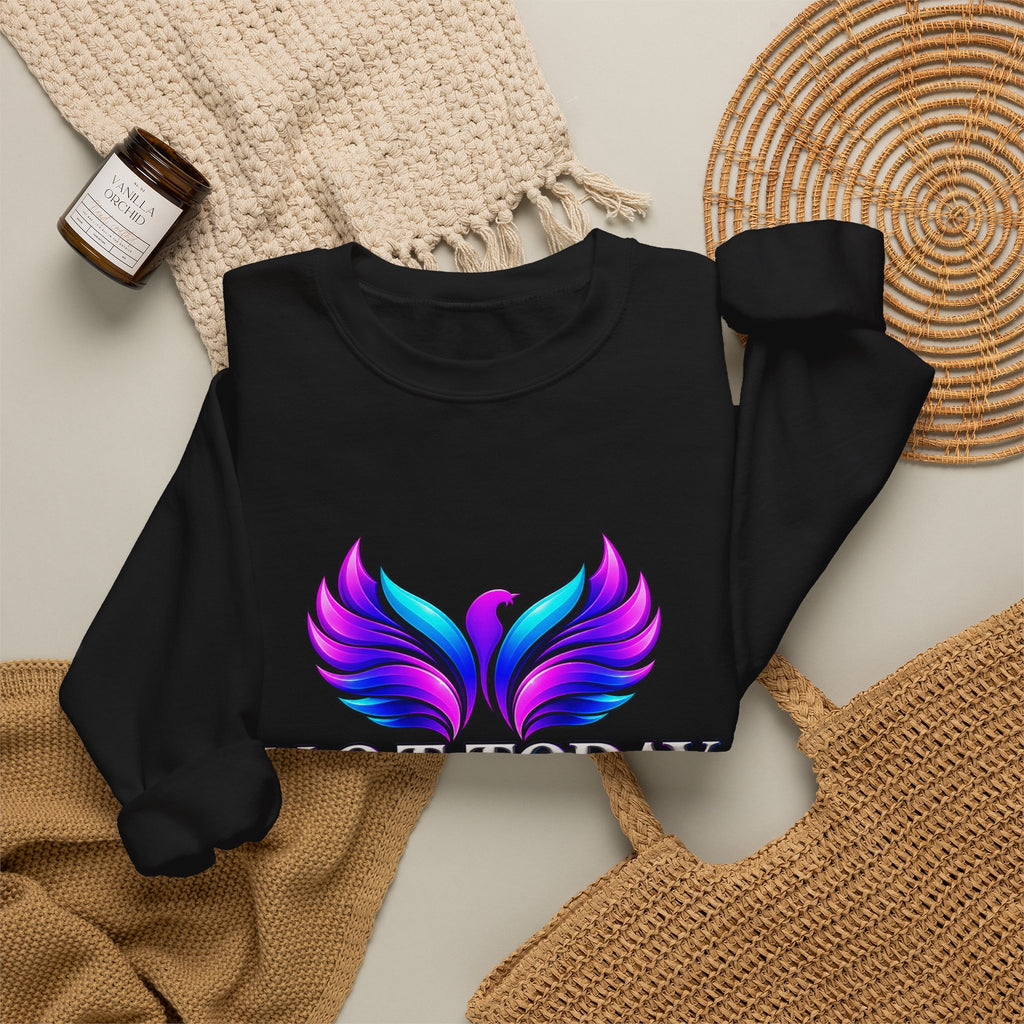 Mental Health Awareness Crewneck Sweatshirt — "Not Today" Phoenix Design with "I Choose Peace Over Pain" Back Art