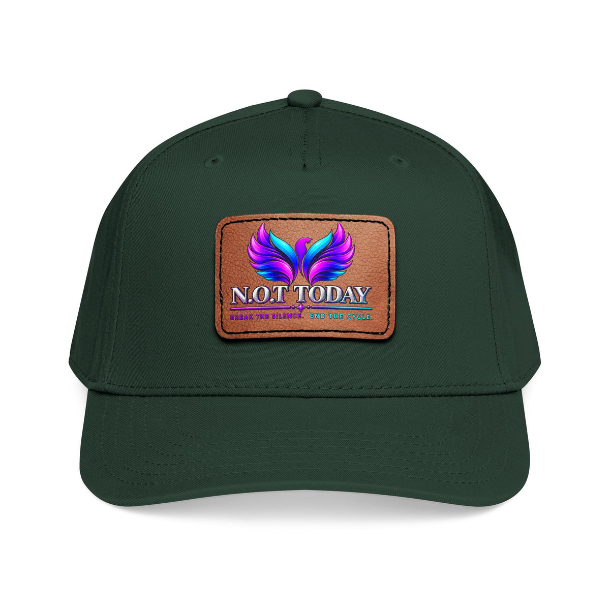 Baseball Cap — 'Not Today' Leather Patch Hat with Colorful Phoenix Wings