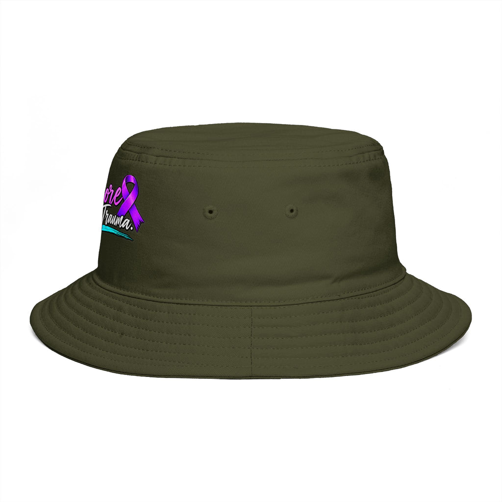 No More Ongoing Trauma Bucket Hat — Awareness Ribbon Mental Health Support