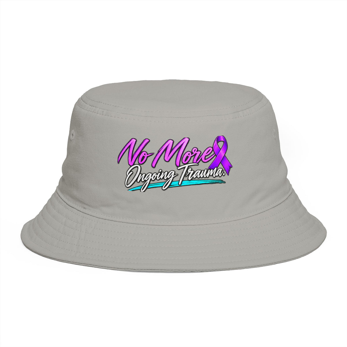 No More Ongoing Trauma Bucket Hat — Awareness Ribbon Mental Health Support