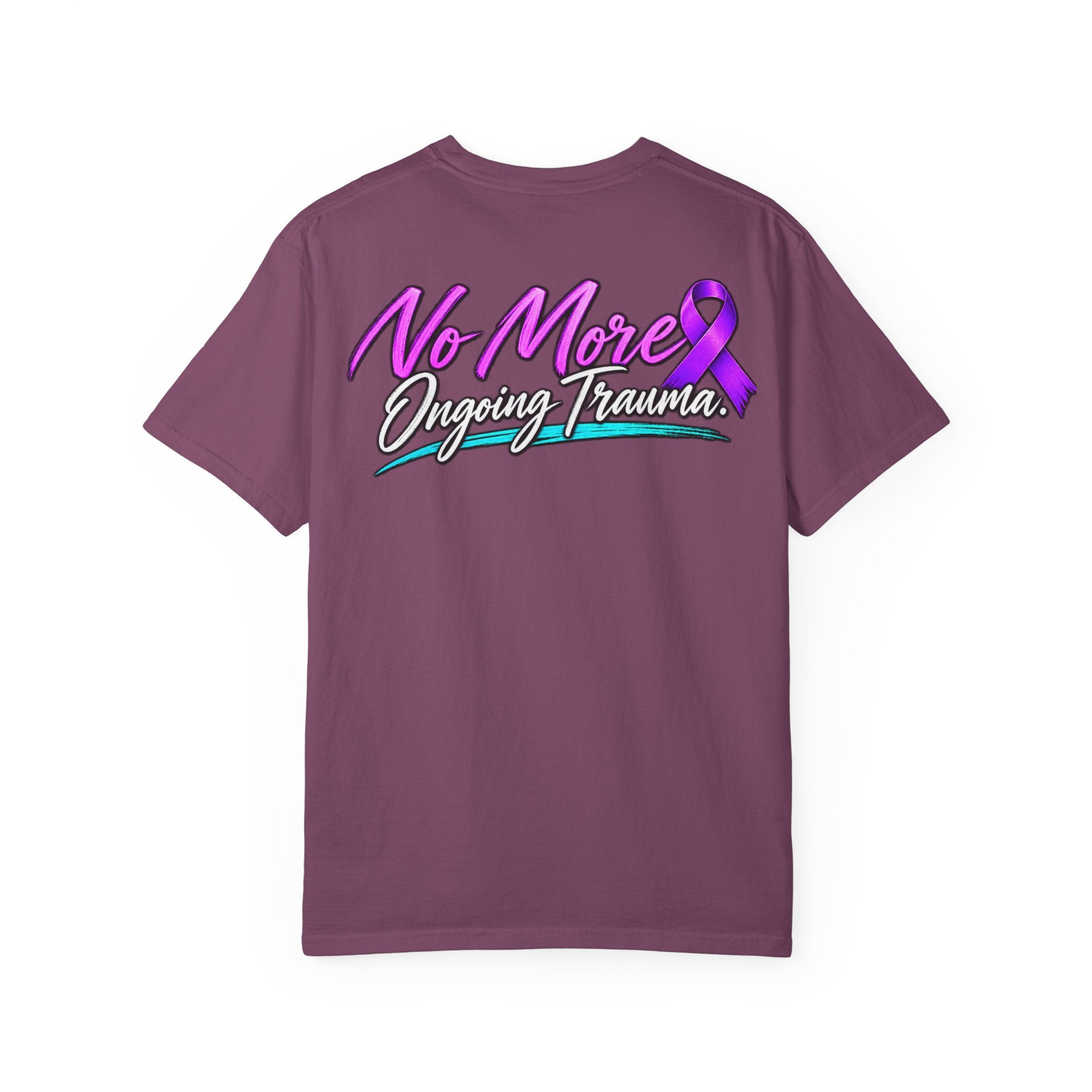 T-Shirt — "No More Ongoing Trauma" Purple Awareness Tee