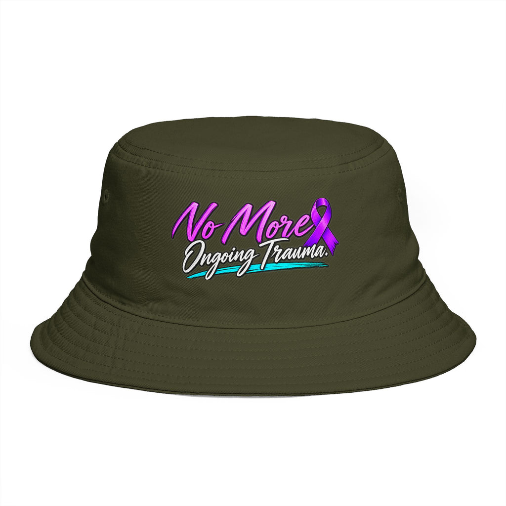No More Ongoing Trauma Bucket Hat — Awareness Ribbon Mental Health Support