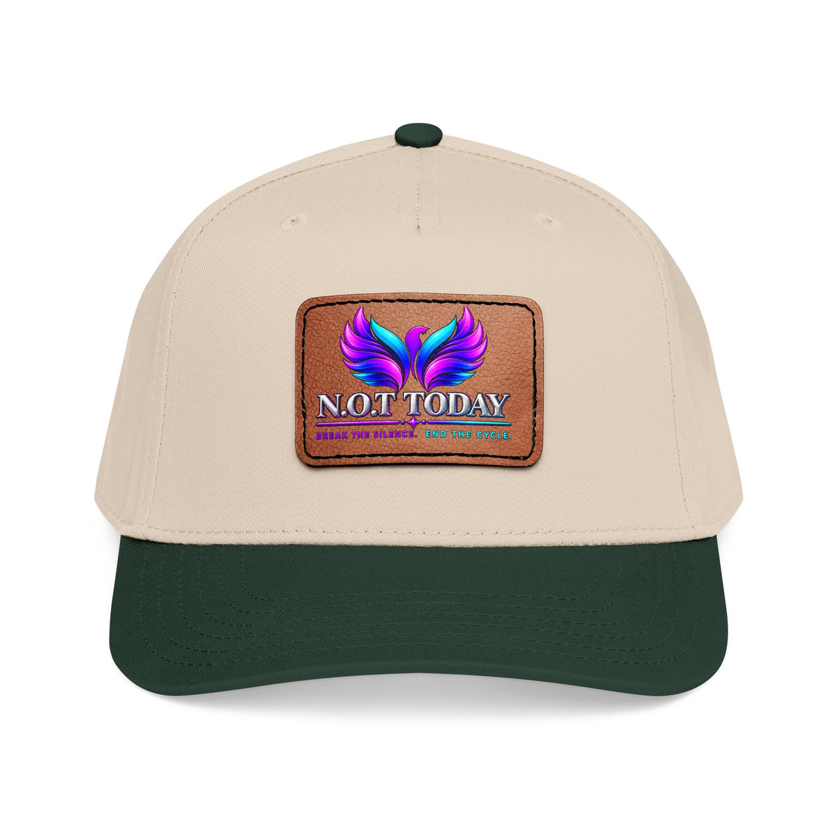Baseball Cap — 'Not Today' Leather Patch Hat with Colorful Phoenix Wings
