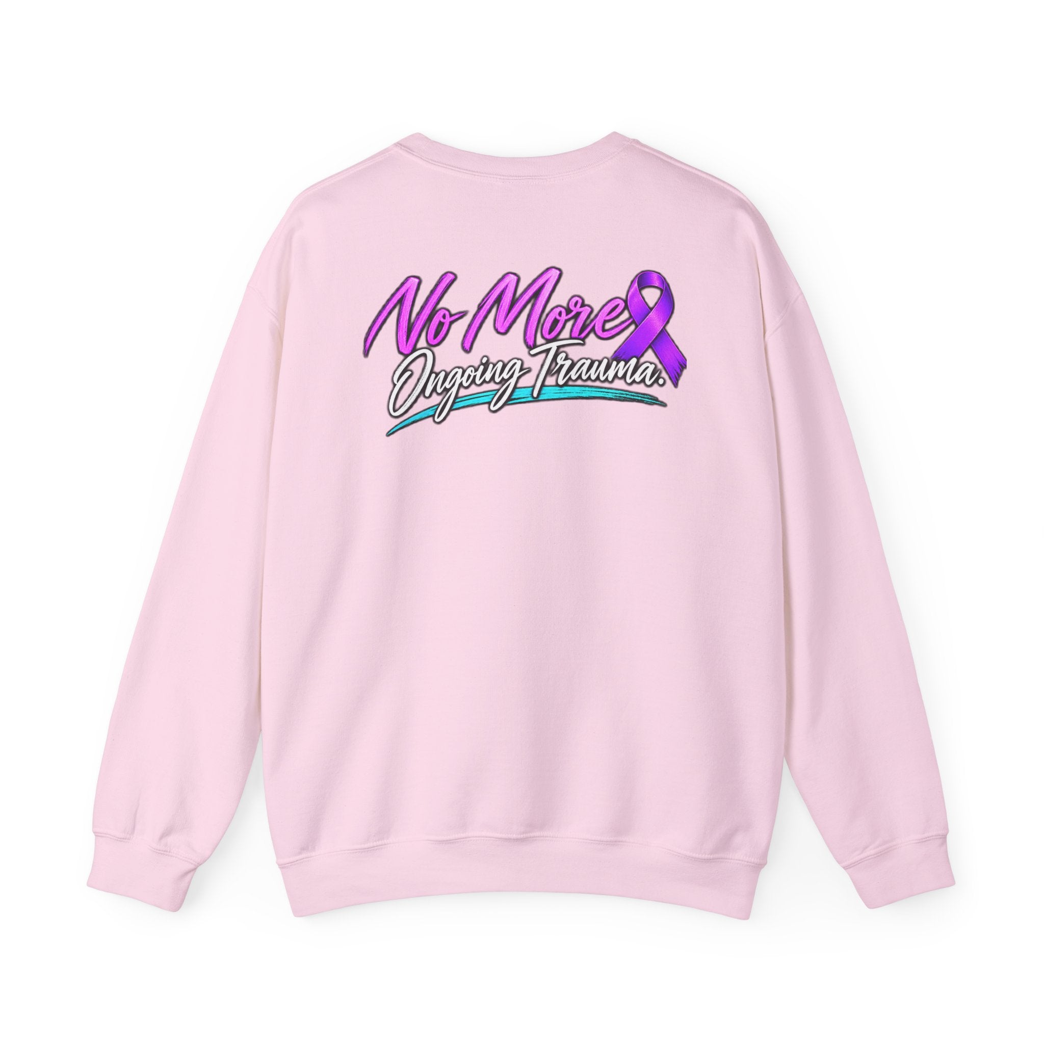 Trauma Awareness Crewneck Sweatshirt — “Not Today” Butterfly & “No More” Ribbon Design