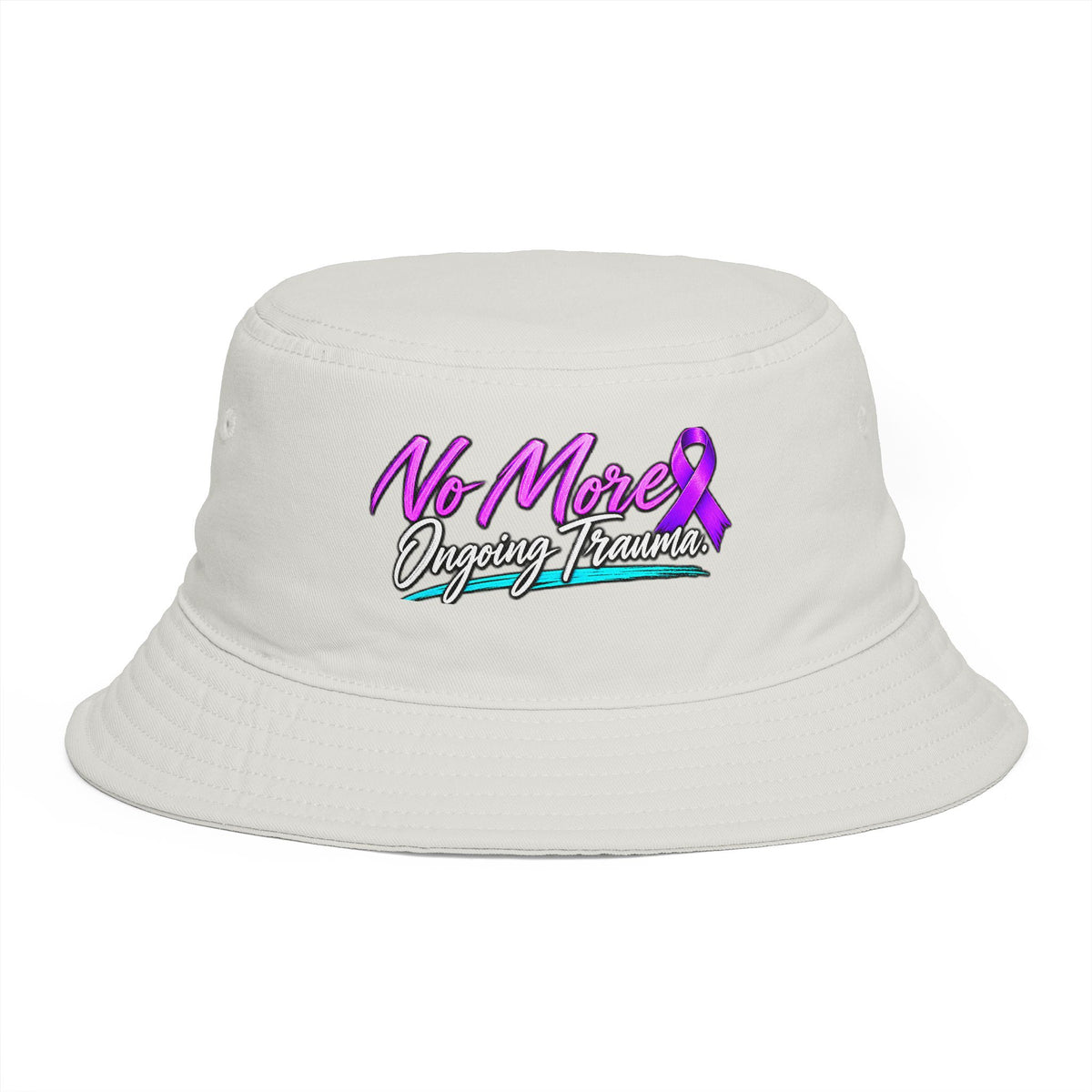 No More Ongoing Trauma Bucket Hat — Awareness Ribbon Mental Health Support