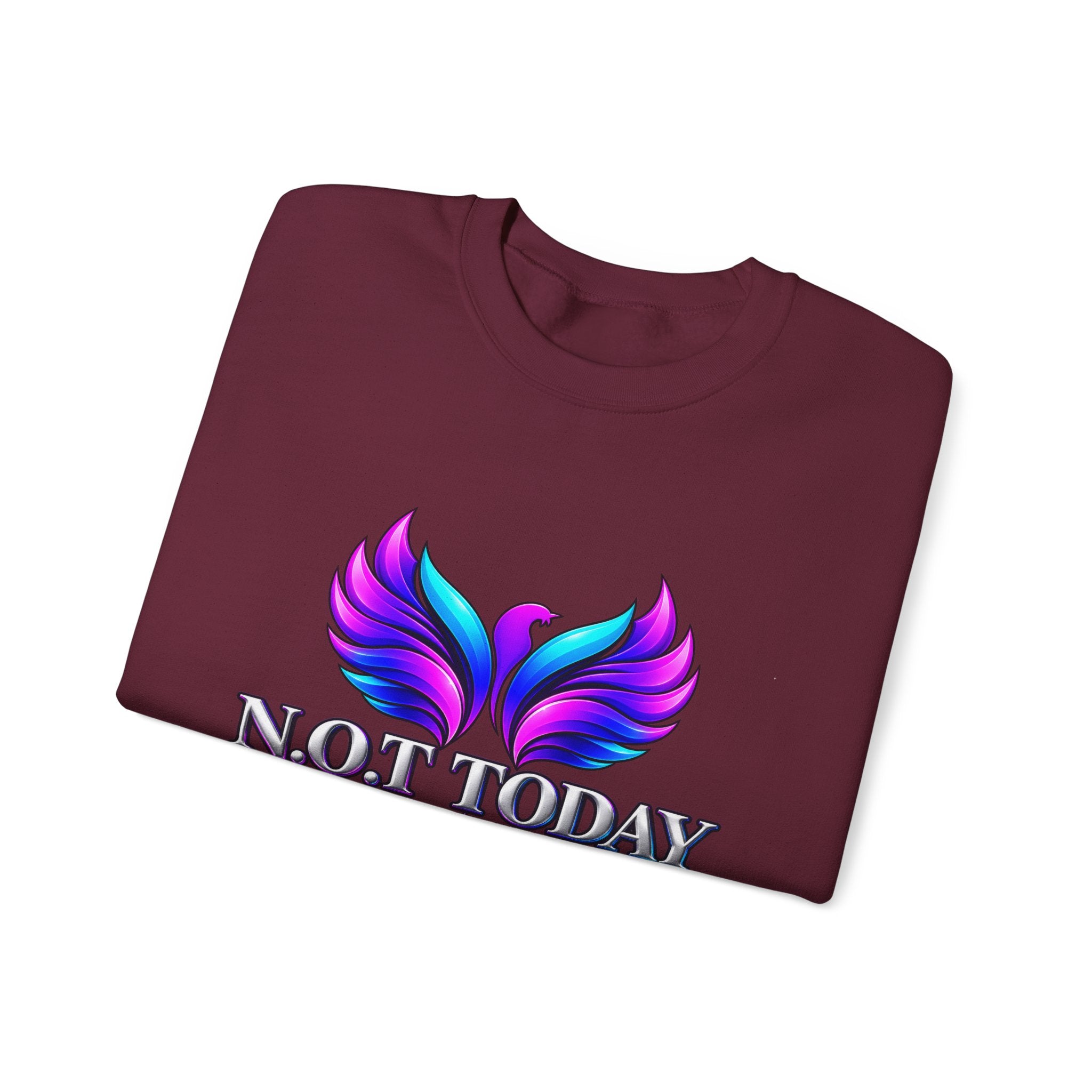Mental Health Awareness Crewneck Sweatshirt — "Not Today" Phoenix Design with "I Choose Peace Over Pain" Back Art