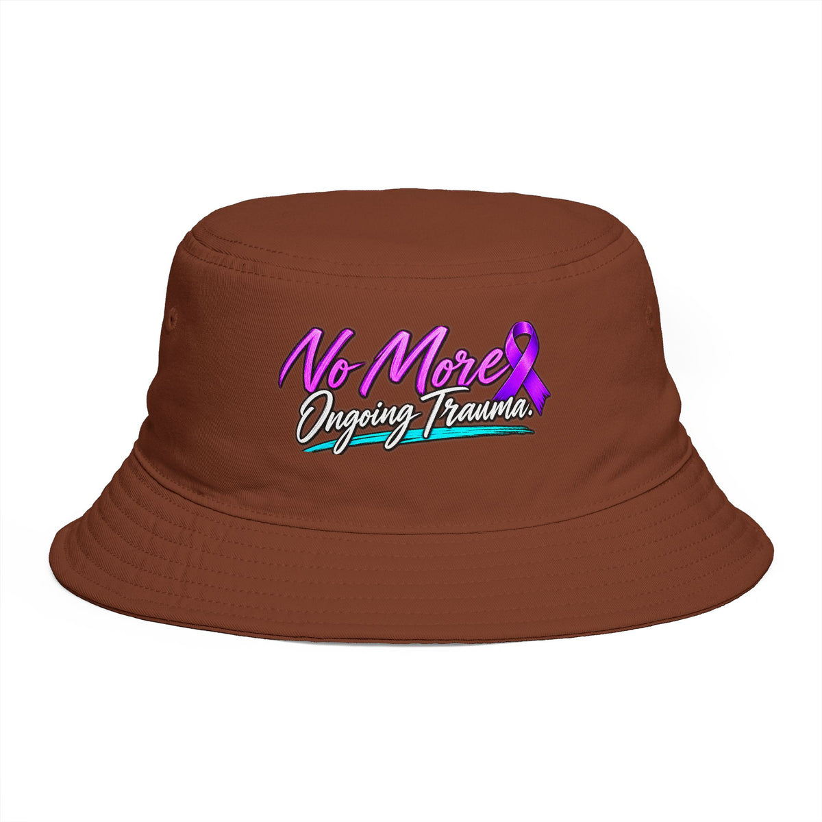 No More Ongoing Trauma Bucket Hat — Awareness Ribbon Mental Health Support