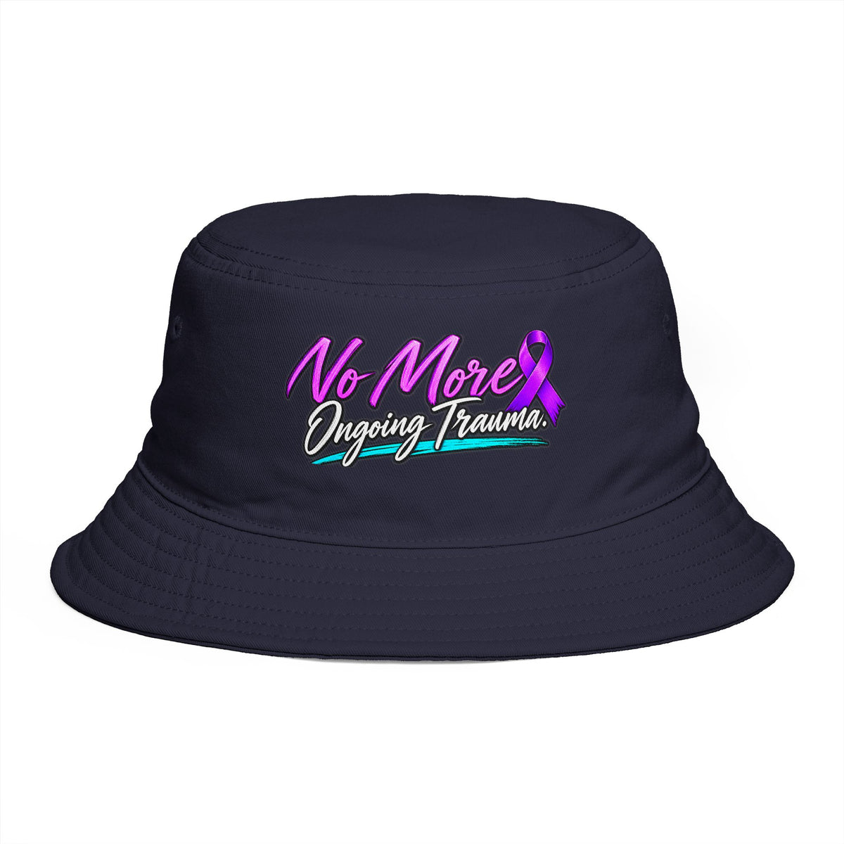 No More Ongoing Trauma Bucket Hat — Awareness Ribbon Mental Health Support