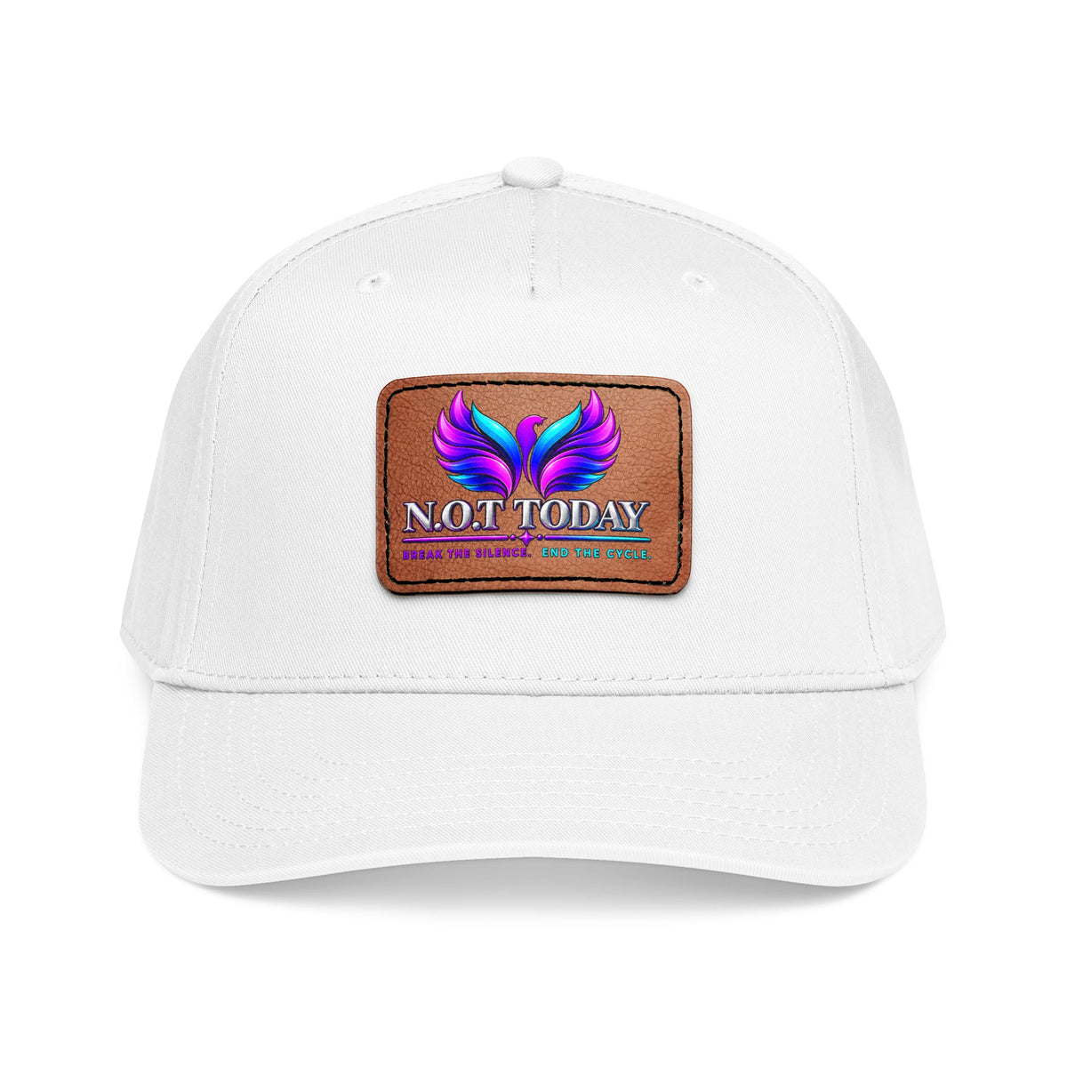 Baseball Cap — 'Not Today' Leather Patch Hat with Colorful Phoenix Wings