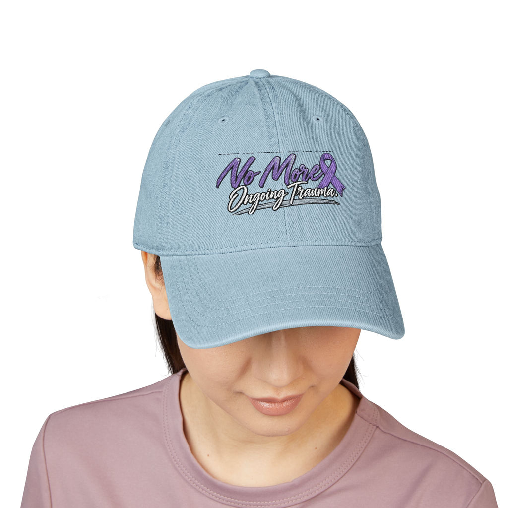 Embroidered Denim Cap — "No More" Ongoing Trauma Awareness Hat
