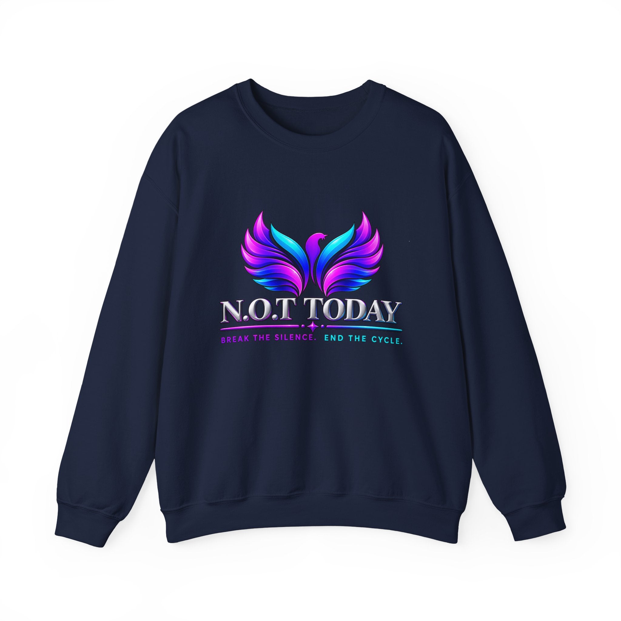 Mental Health Awareness Crewneck Sweatshirt — "Not Today" Phoenix Design with "I Choose Peace Over Pain" Back Art