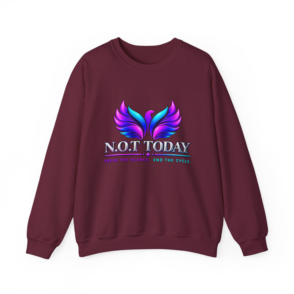 Mental Health Awareness Crewneck Sweatshirt — "Not Today" Phoenix Design with "I Choose Peace Over Pain" Back Art