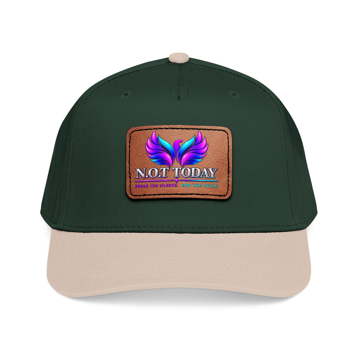 Baseball Cap — 'Not Today' Leather Patch Hat with Colorful Phoenix Wings