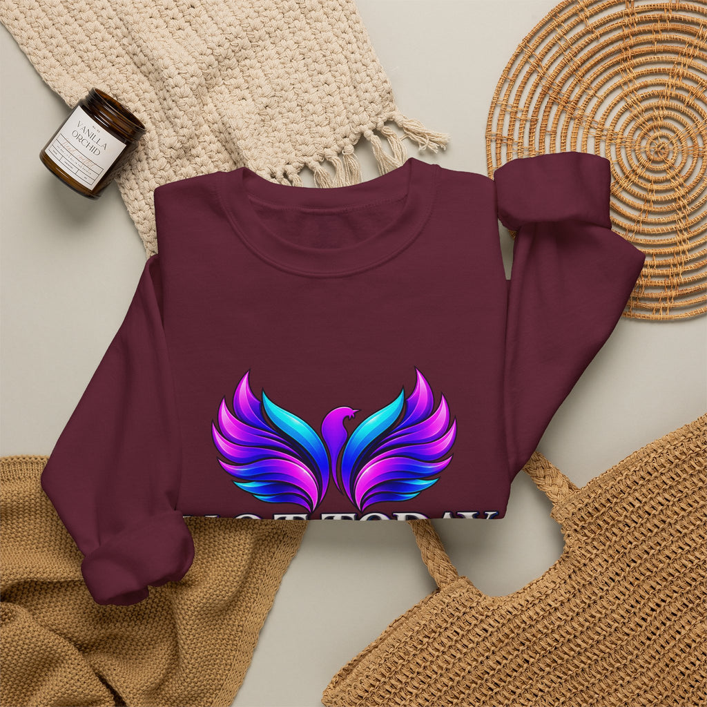 Mental Health Awareness Crewneck Sweatshirt — "Not Today" Phoenix Design with "I Choose Peace Over Pain" Back Art