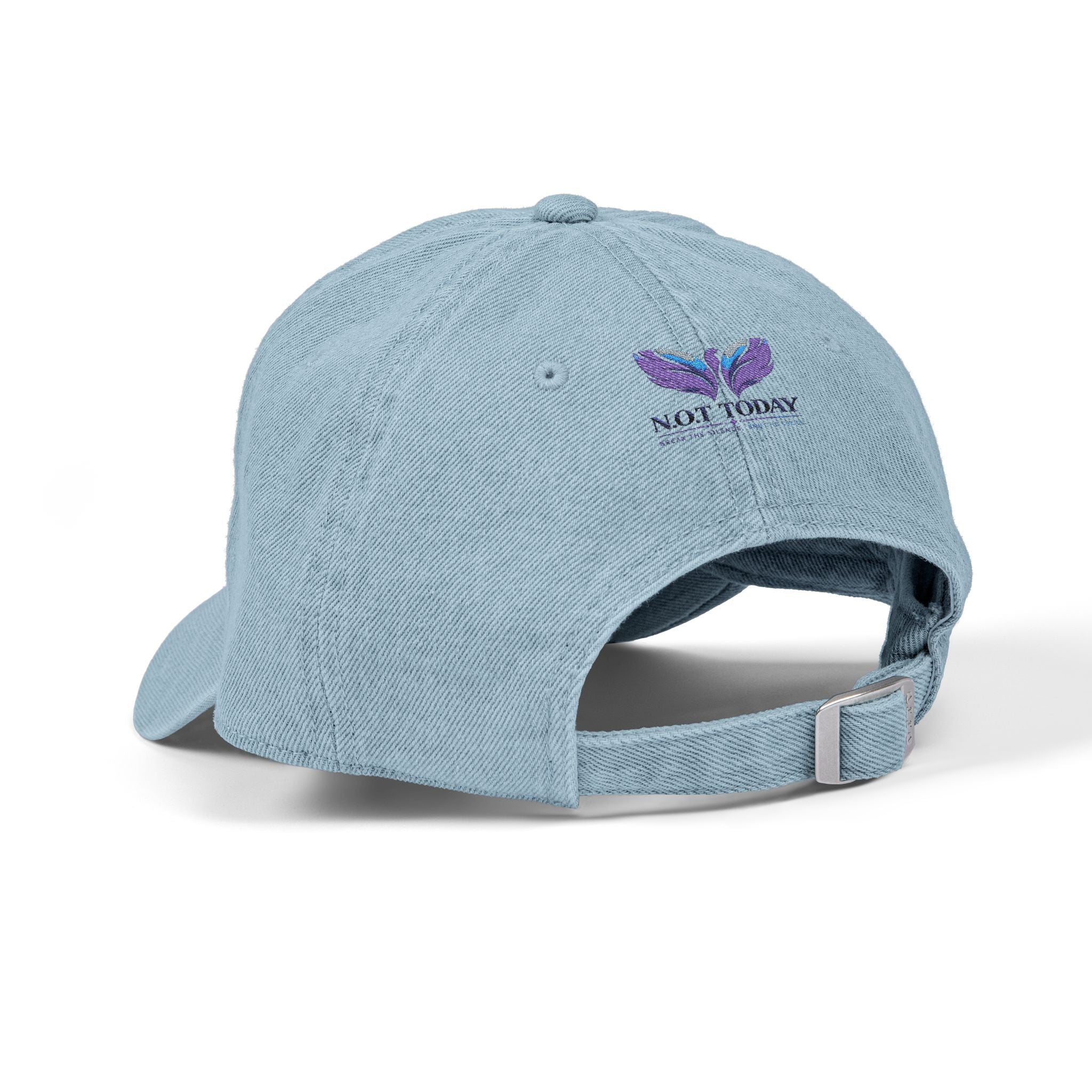 Embroidered Denim Cap — "No More" Ongoing Trauma Awareness Hat