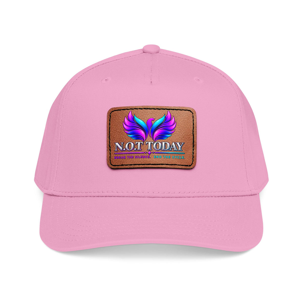 Baseball Cap — 'Not Today' Leather Patch Hat with Colorful Phoenix Wings