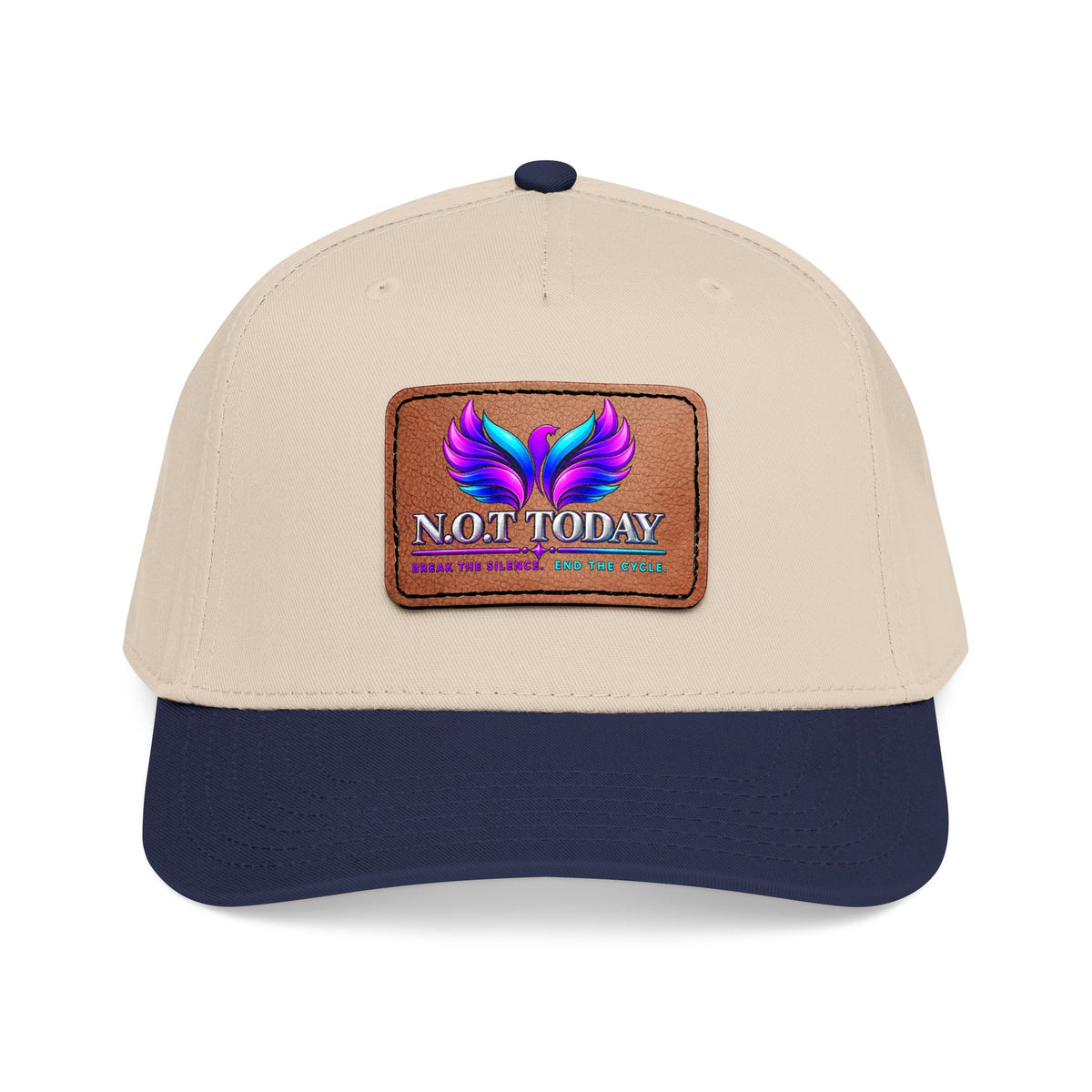 Baseball Cap — 'Not Today' Leather Patch Hat with Colorful Phoenix Wings