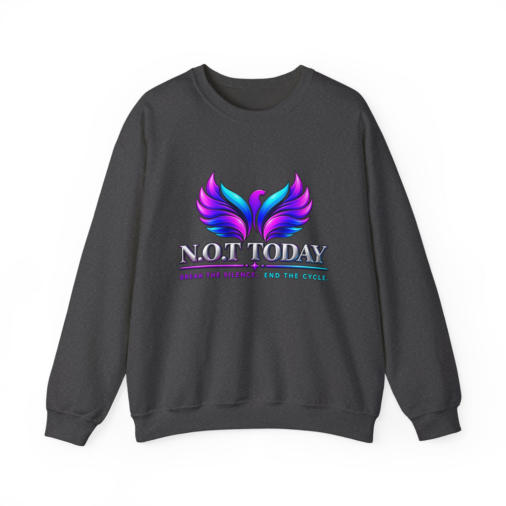 Mental Health Awareness Crewneck Sweatshirt — "Not Today" Phoenix Design with "I Choose Peace Over Pain" Back Art