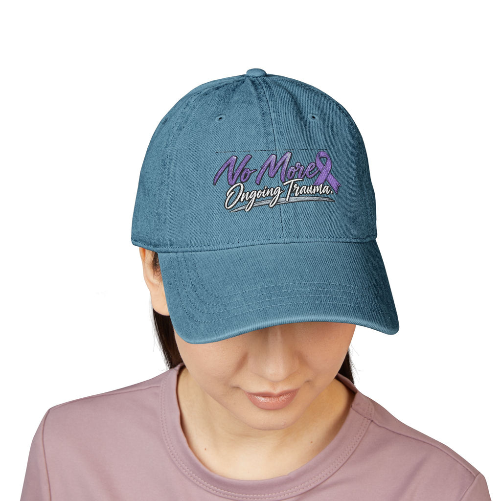 Embroidered Denim Cap — "No More" Ongoing Trauma Awareness Hat
