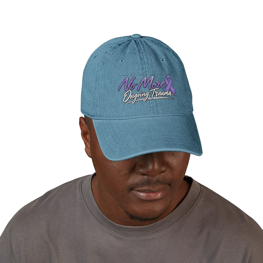 Embroidered Denim Cap — "No More" Ongoing Trauma Awareness Hat