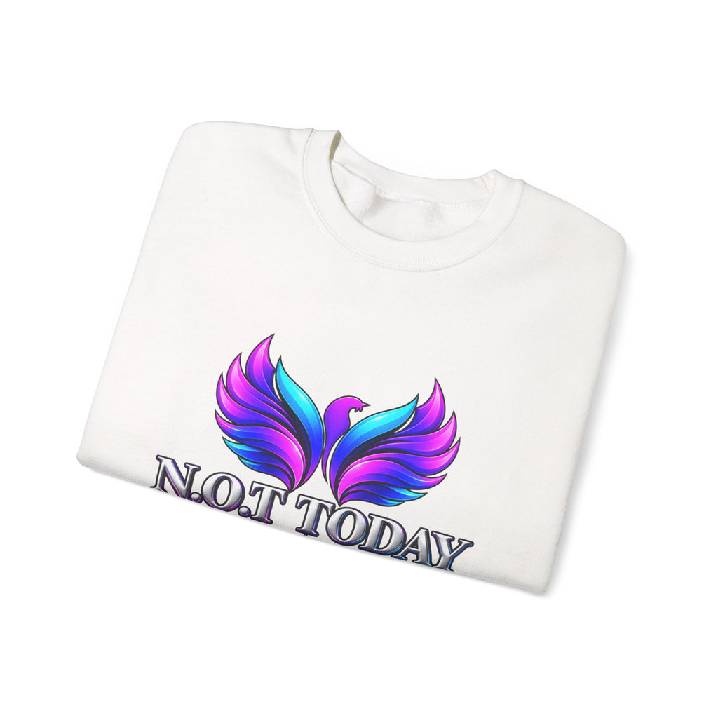 Mental Health Awareness Crewneck Sweatshirt — "Not Today" Phoenix Design with "I Choose Peace Over Pain" Back Art