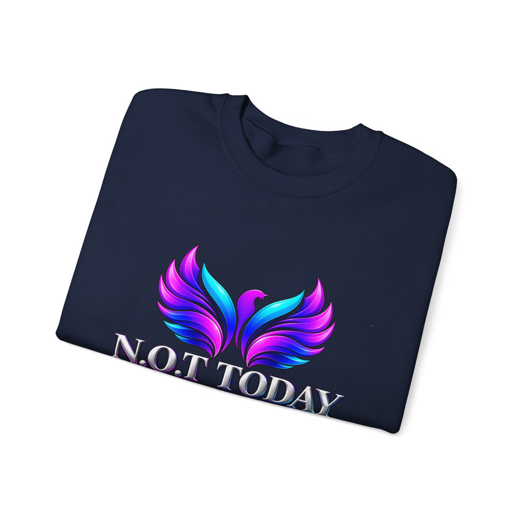 Mental Health Awareness Crewneck Sweatshirt — "Not Today" Phoenix Design with "I Choose Peace Over Pain" Back Art