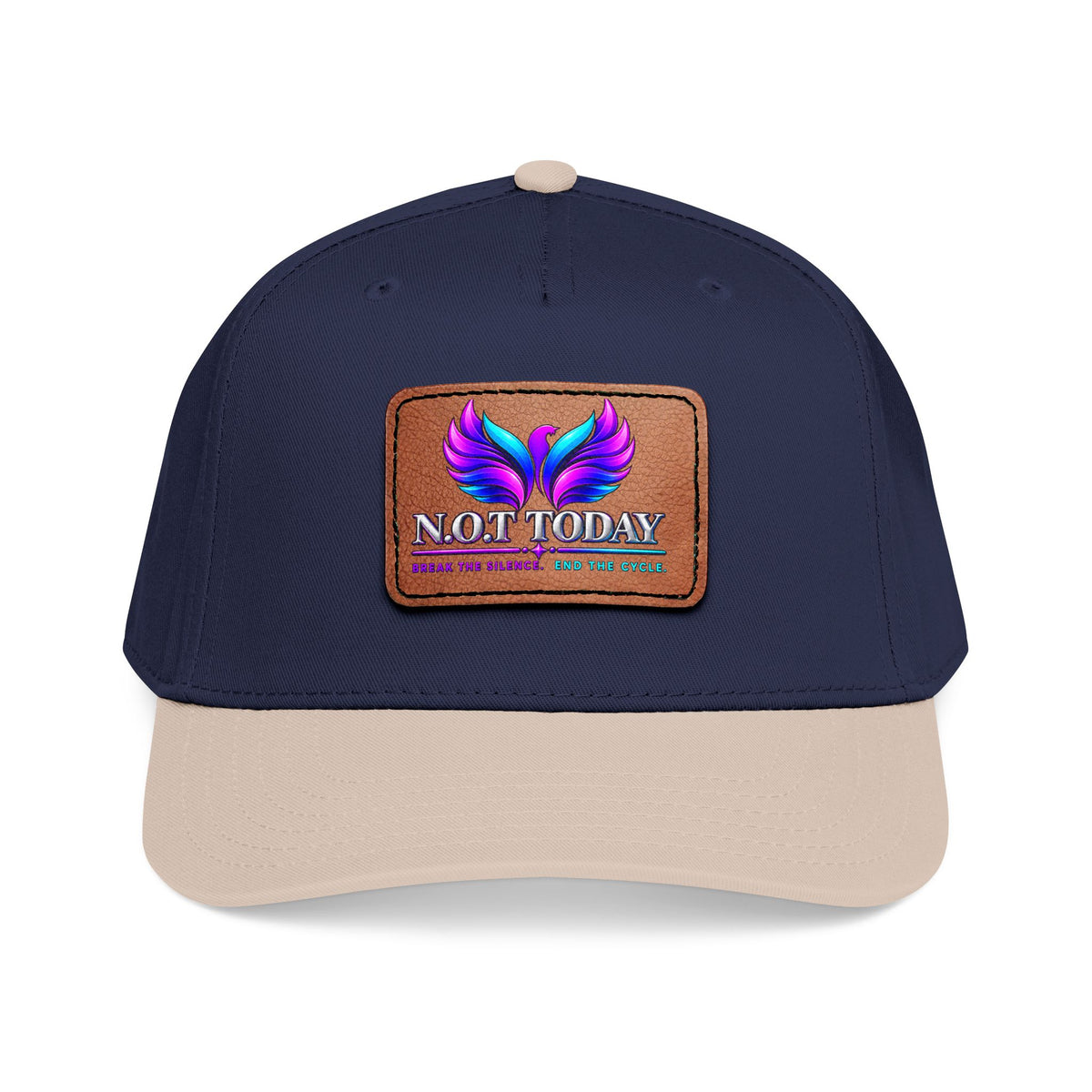 Baseball Cap — 'Not Today' Leather Patch Hat with Colorful Phoenix Wings
