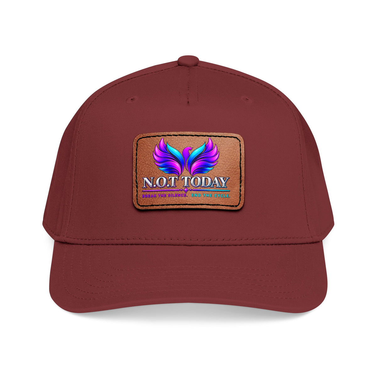 Baseball Cap — 'Not Today' Leather Patch Hat with Colorful Phoenix Wings
