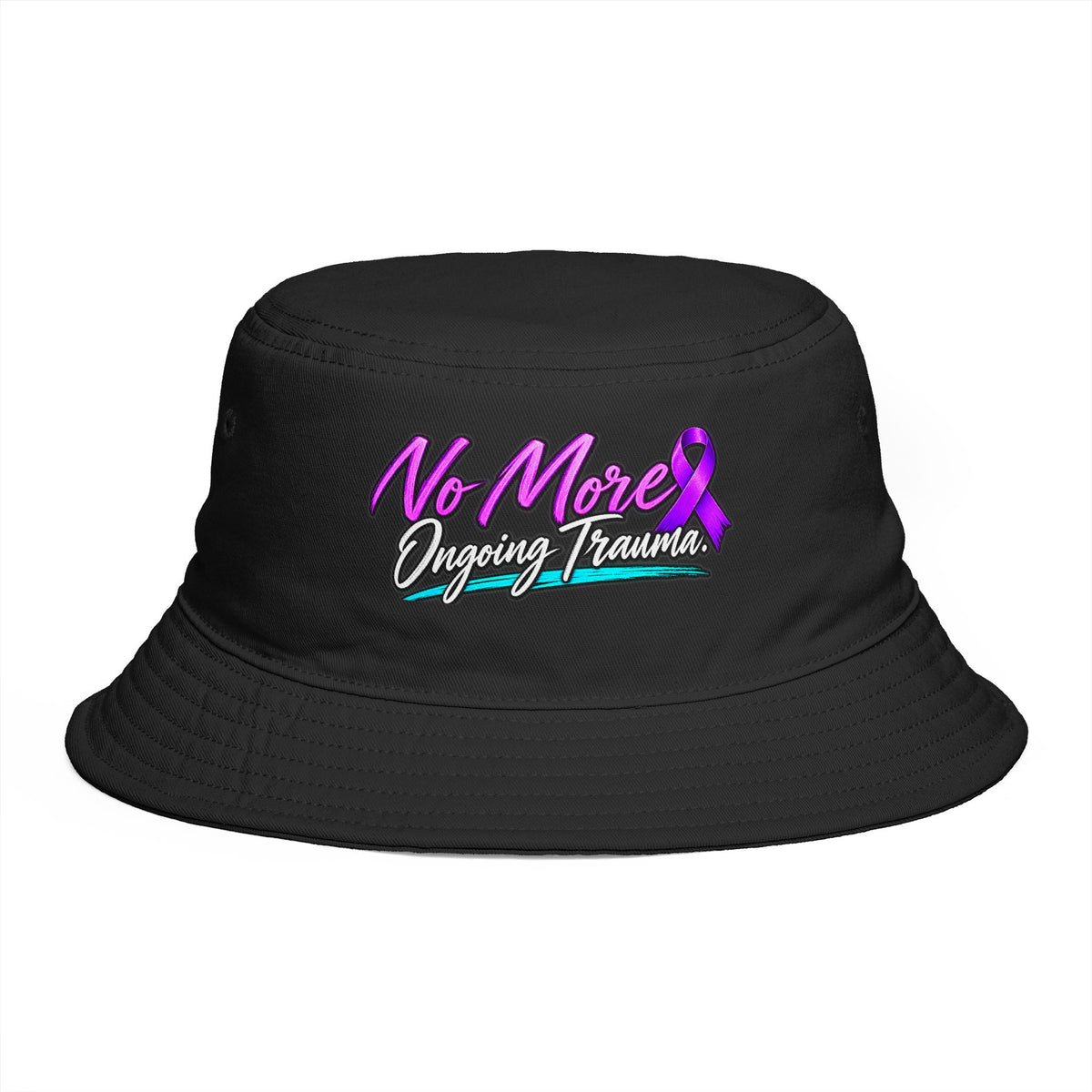 No More Ongoing Trauma Bucket Hat — Awareness Ribbon Mental Health Support