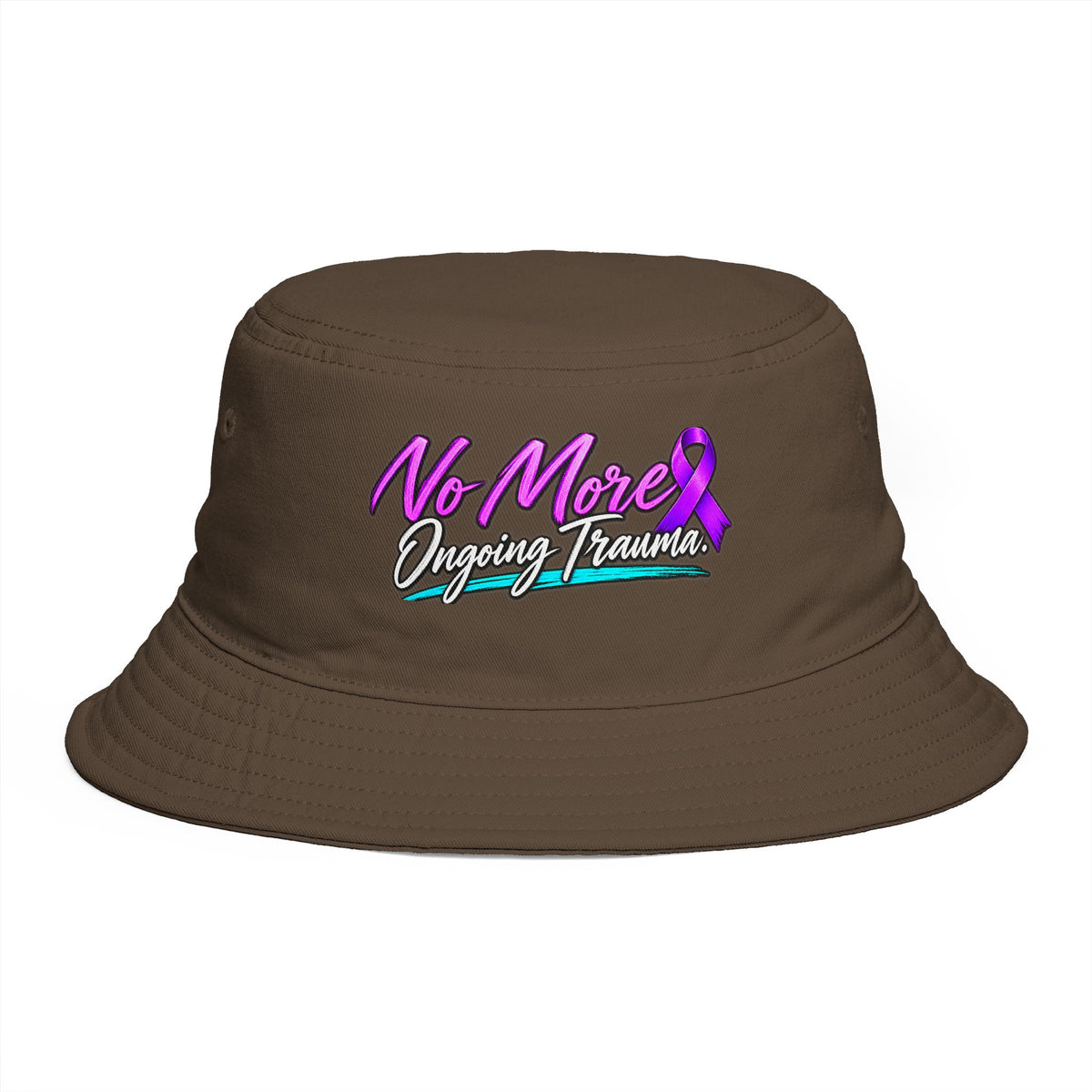 No More Ongoing Trauma Bucket Hat — Awareness Ribbon Mental Health Support